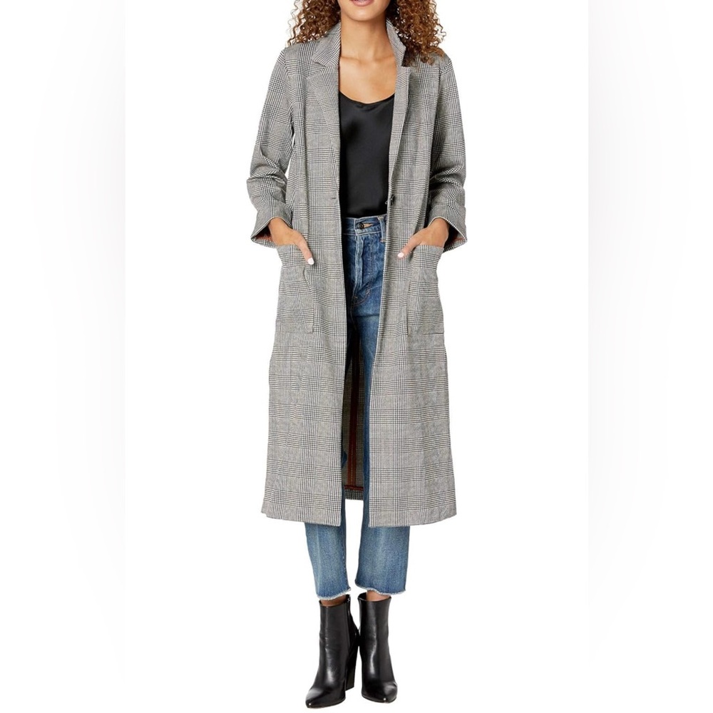 Streetwear Society Long Black and White Plaid Blazer Jacket • Fits Sizes S-L